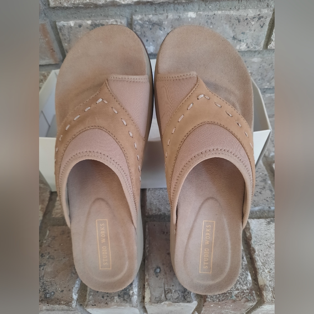 Taupe Nubuck Sandals Size 8. NIB